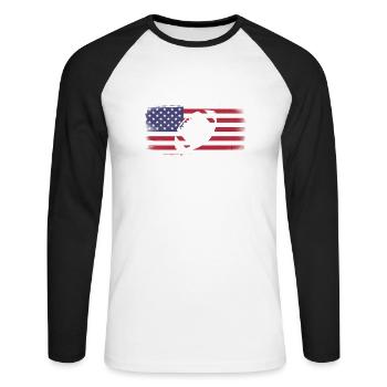 American Flag Football - Unisex Long Sleeve Baseball T-Shirt - white/black - Front - Nik (191cm)