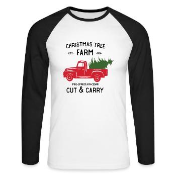 VOITURE DE NOEL AVEC ARBRE - T-shirt baseball manches longues Homme - blanc/noir - Devant - Nik (191cm)