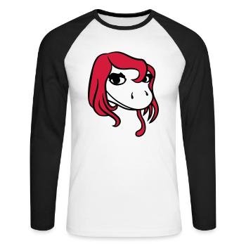 kopf gesicht weiblich frau huebsch girl maedchen s - Unisex Baseballshirt langarm - Weiß/Schwarz - Vorne - Nik (191cm)