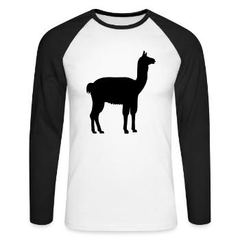 Llama - Unisex Long Sleeve Baseball T-Shirt - white/black - Front - Nik (191cm)