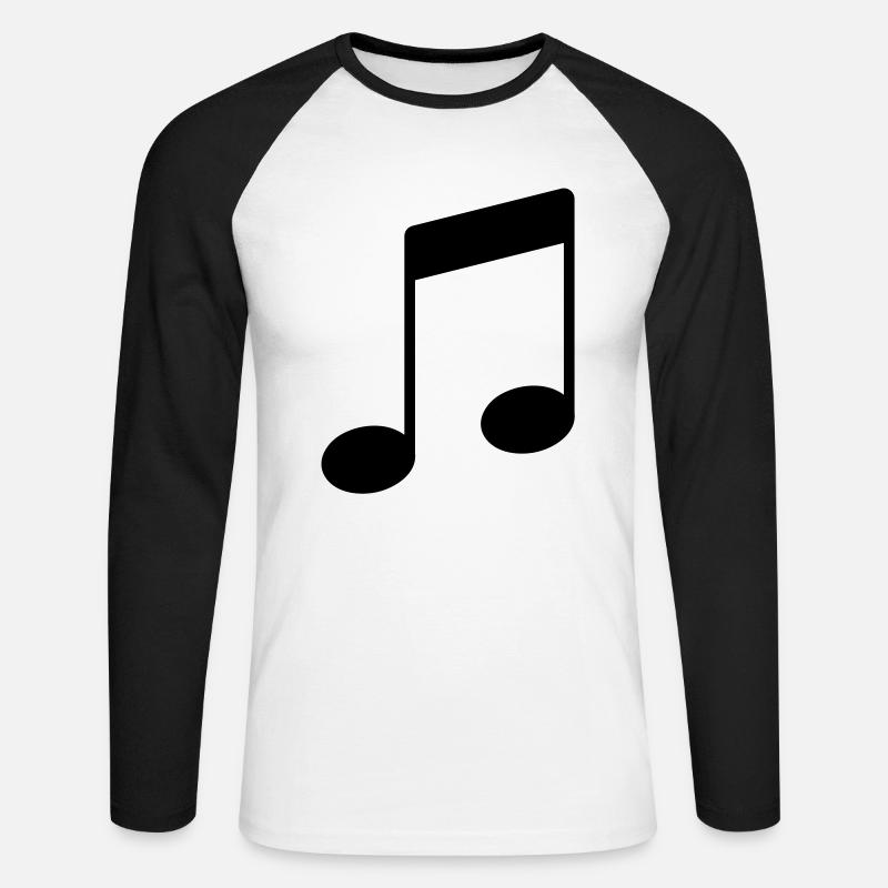 note_icon - T-shirt baseball manches longues Homme - blanc/noir