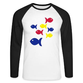 fische - T-shirt baseball manches longues Homme - blanc/noir - Devant - Nik (191cm)
