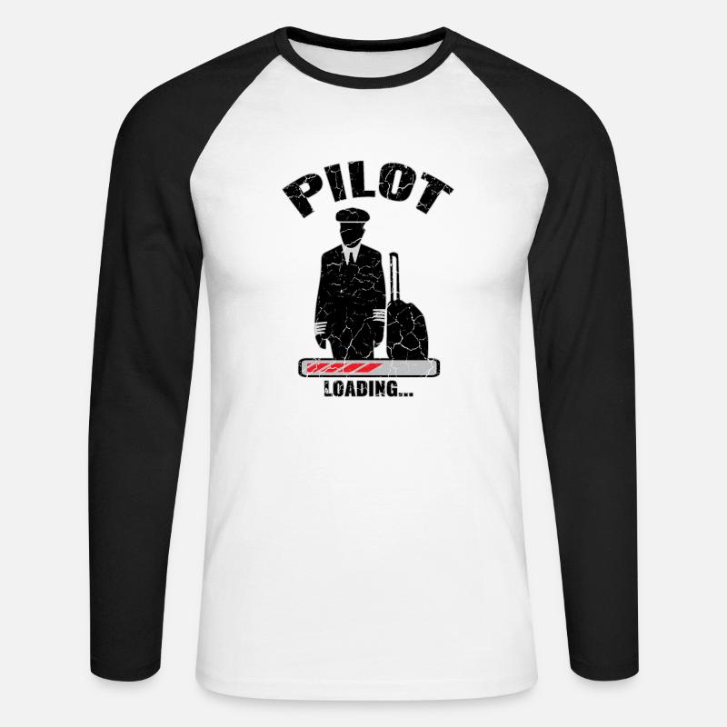 Pilot Loading Used Look - Unisex Baseballshirt langarm - Weiß/Schwarz