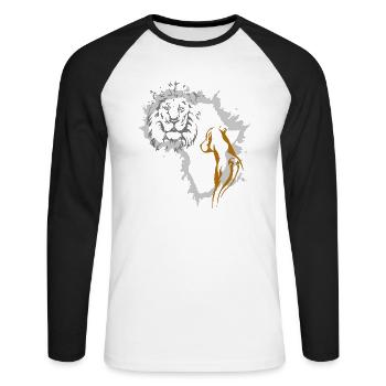 Rhodesian Ridgeback Löwe Afrika Liebhaber RR - Unisex Baseballshirt langarm - Weiß/Schwarz - Vorne - Nik (191cm)