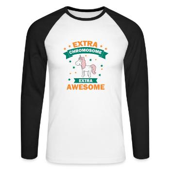 Unicorn Unicorn Glitter Rainbow Extra Chromosome - T-shirt baseball manches longues Homme - blanc/noir - Devant - Nik (191cm)