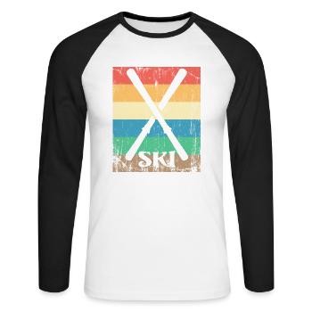 Ski Hiver Montagnes Après Ski - T-shirt baseball manches longues Homme - blanc/noir - Devant - Nik (191cm)