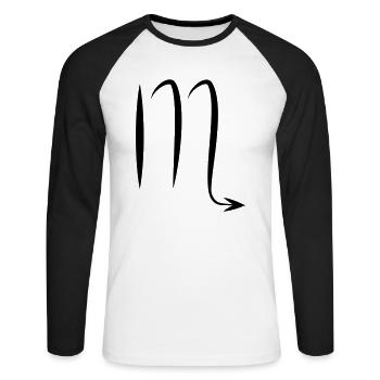 Sternzeichen Skorpion Astrologie - Unisex Baseballshirt langarm - Weiß/Schwarz - Vorne - Nik (191cm)