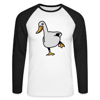duck - Unisex Baseballshirt langarm - Weiß/Schwarz - Vorne - Nik (191cm)