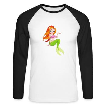 Sirène poisson d'eau nageoires femelles filles - T-shirt baseball manches longues Homme - blanc/noir - Devant - Nik (191cm)