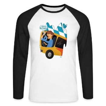 Busfahrer Bayern Schulbus Omnibus Geschenk - Unisex Baseballshirt langarm - Weiß/Schwarz - Vorne - Nik (191cm)
