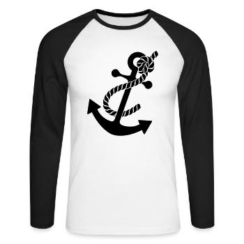 Anker - Unisex Baseballshirt langarm - Weiß/Schwarz - Vorne - Nik (191cm)