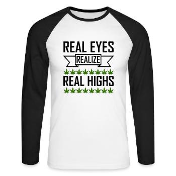 Weed - Unisex Baseballshirt langarm - Weiß/Schwarz - Vorne - Nik (191cm)