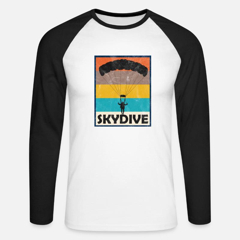 Skydive Skydiving Fallschirm Springen Gleiten - Unisex Baseballshirt langarm - Weiß/Schwarz