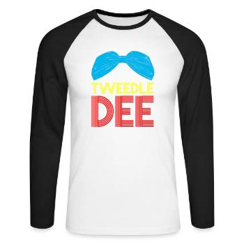 Tweedle Dee et Tweedle Dum Chemises partenaires - T-shirt baseball manches longues Homme - blanc/noir - Devant - Nik (191cm)