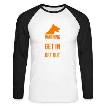 Warning about the dog! Attention! Attention! saying - Unisex Long Sleeve Baseball T-Shirt - white/black - Front - Nik (191cm)