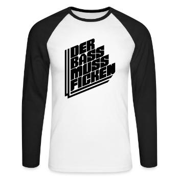 Basse doit baiser No.01 - T-shirt baseball manches longues Homme - blanc/noir - Devant - Nik (191cm)