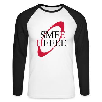 Smee Heee Kryten Red Dwarf quote - Unisex Long Sleeve Baseball T-Shirt - white/black - Front - Nik (191cm)