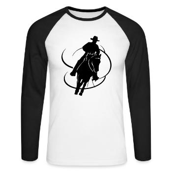 Western - Unisex Baseballshirt langarm - Weiß/Schwarz - Vorne - Nik (191cm)