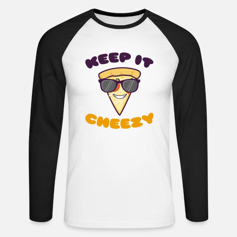 Keep it Cheezy - Unisex Baseballshirt langarm - Weiß/Schwarz
