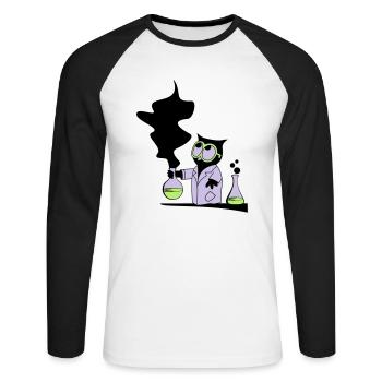 Dr rer nat Owl - Unisex Long Sleeve Baseball T-Shirt - white/black - Front - Nik (191cm)
