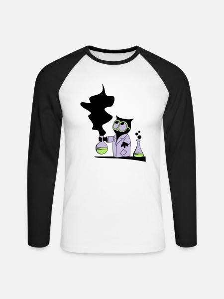 Dr rer nat Owl - Unisex Baseballshirt langarm - Weiß/Schwarz