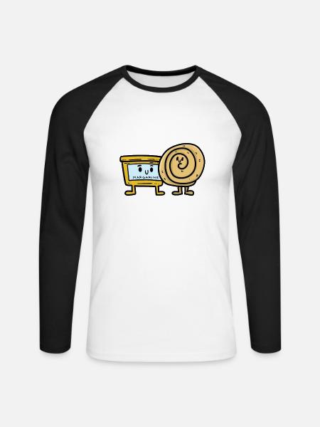 Strudel mit Magarine - Unisex Baseballshirt langarm - Weiß/Schwarz