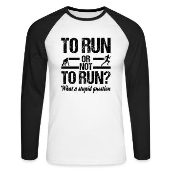 Running - Unisex Baseballshirt langarm - Weiß/Schwarz - Vorne - Nik (191cm)