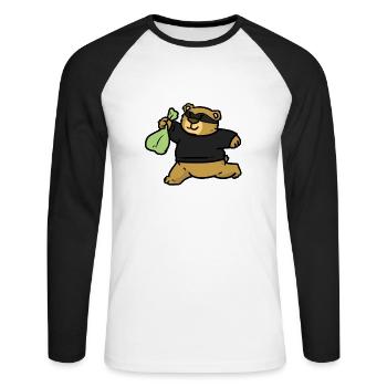 Robber Bear Robber Bear - Unisex Long Sleeve Baseball T-Shirt - white/black - Front - Nik (191cm)