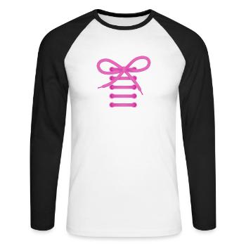 Hipster Looseo lacets Girlie - T-shirt baseball manches longues Homme - blanc/noir - Devant - Nik (191cm)
