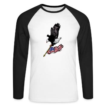 USA Eagle - T-shirt baseball manches longues Homme - blanc/noir - Devant - Nik (191cm)