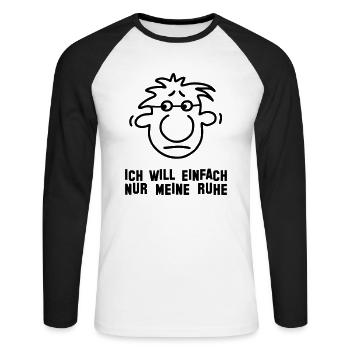 Ich will meine Ruhe - Unisex Baseballshirt langarm - Weiß/Schwarz - Vorne - Nik (191cm)