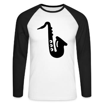 Saxophon - Unisex Baseballshirt langarm - Weiß/Schwarz - Vorne - Nik (191cm)