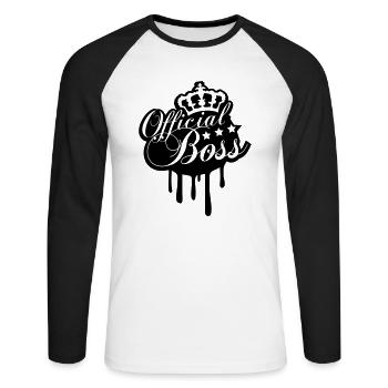 Cool Official Boss King Graffiti - Unisex Long Sleeve Baseball T-Shirt - white/black - Front - Nik (191cm)