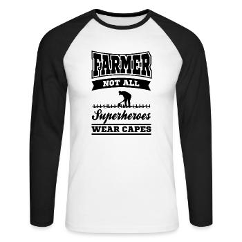 Agriculture agricole - T-shirt baseball manches longues Homme - blanc/noir - Devant - Nik (191cm)