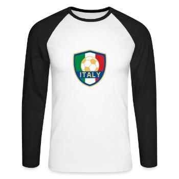 Italy football - Unisex Long Sleeve Baseball T-Shirt - white/black - Front - Nik (191cm)