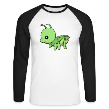 Petite sauterelle - T-shirt baseball manches longues Homme - blanc/noir - Devant - Nik (191cm)