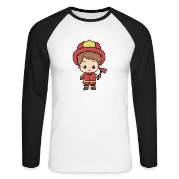 firefighter - Unisex Long Sleeve Baseball T-Shirt - white/black - Front - Nik (191cm)
