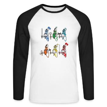 Funny Chemistry Medieval Science Noble Gases Knigh - Unisex Long Sleeve Baseball T-Shirt - white/black - Front - Nik (191cm)