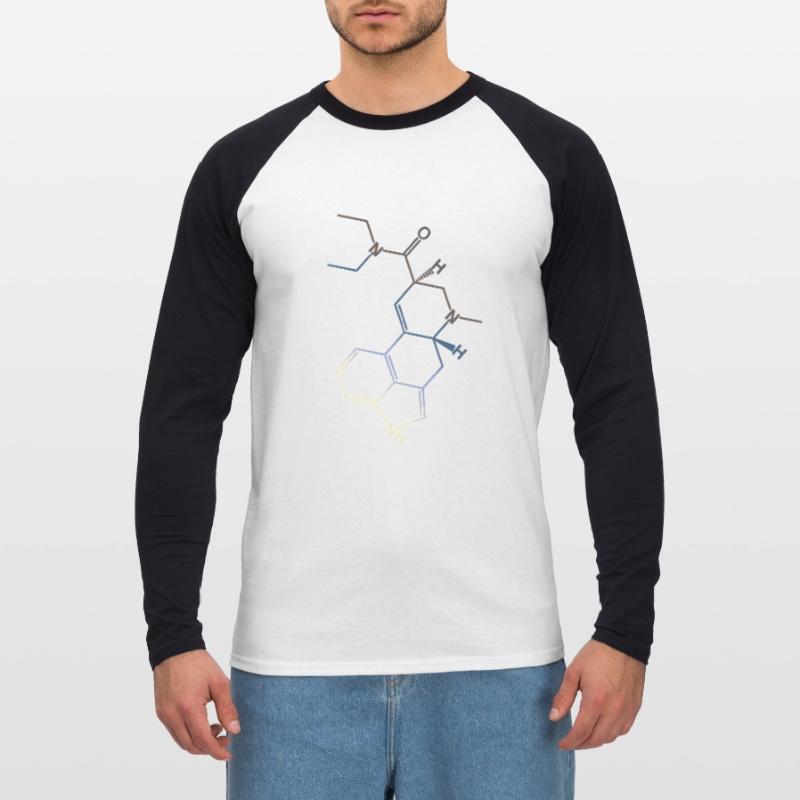 LSD Structural Formula Molecule A. Hofmann Bicycle Day Unisex Long Sleeve Baseball T-Shirt