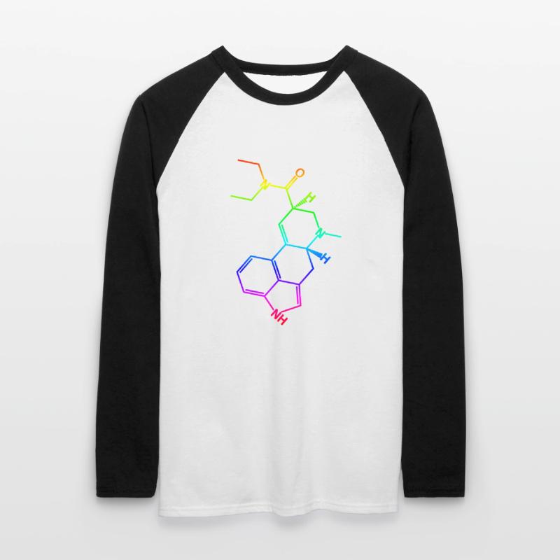 LSD structural formula molecule A. Hofmann Bicycle Day Unisex Long Sleeve Baseball T-Shirt