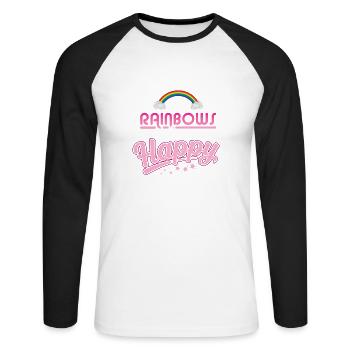 Rainbows makes me happy - T-shirt baseball manches longues Homme - blanc/noir - Devant - Nik (191cm)