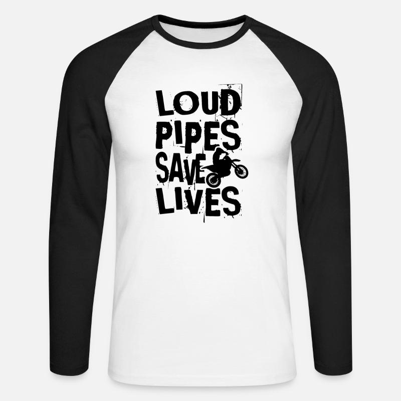 Motorrad - Unisex Baseballshirt langarm - Weiß/Schwarz