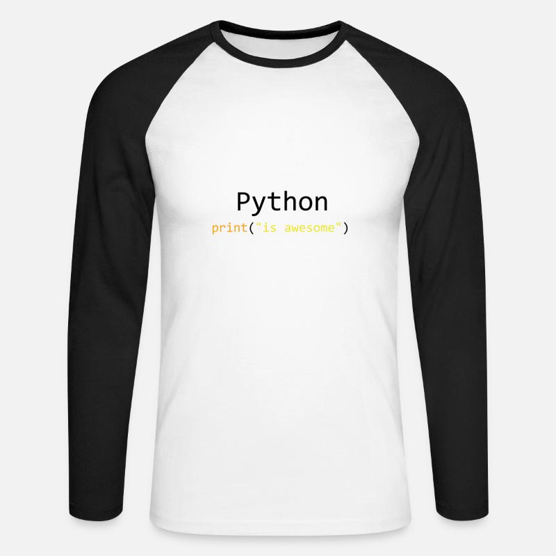 Python is awesome - Unisex Long Sleeve Baseball T-Shirt - white/black