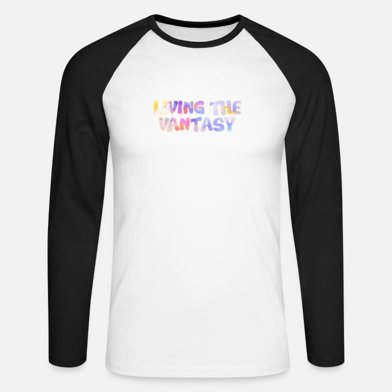 Camper Bus Geschenk | Caravan Camping - Unisex Baseballshirt langarm - Weiß/Schwarz