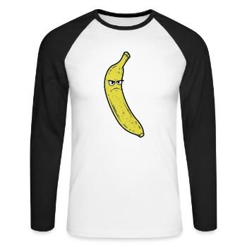Banane en colère banane diabolique fruit diabolique fruit végétalien - T-shirt baseball manches longues Homme - blanc/noir - Devant - Nik (191cm)