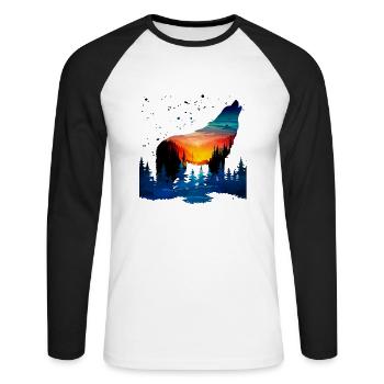 loup - T-shirt baseball manches longues Homme - blanc/noir - Devant - Nik (191cm)