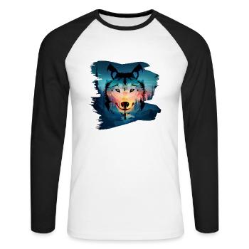 loup - T-shirt baseball manches longues Homme - blanc/noir - Devant - Nik (191cm)