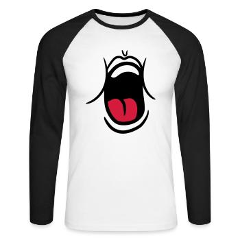 hunger essen witzig gaehnen schreien mund muede br - Unisex Baseballshirt langarm - Weiß/Schwarz - Vorne - Nik (191cm)