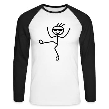 Crazy Stick Figure - Unisex Long Sleeve Baseball T-Shirt - white/black - Front - Nik (191cm)