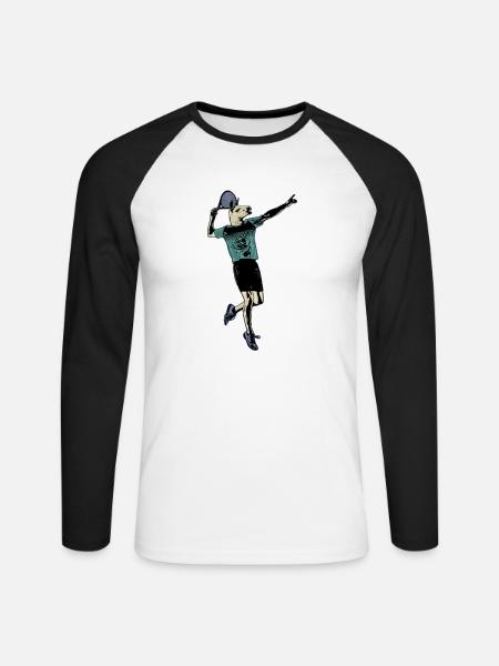 Llama Tennis - Unisex Baseballshirt langarm - Weiß/Schwarz